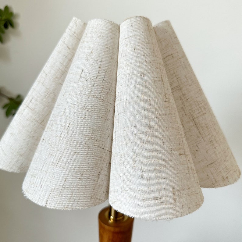 Cream Linen Fabric Pleated Lampshade Petal Shades Warm Lighting For Table Lamps Pendant Light Home Furnishing Lamp Decor image 4