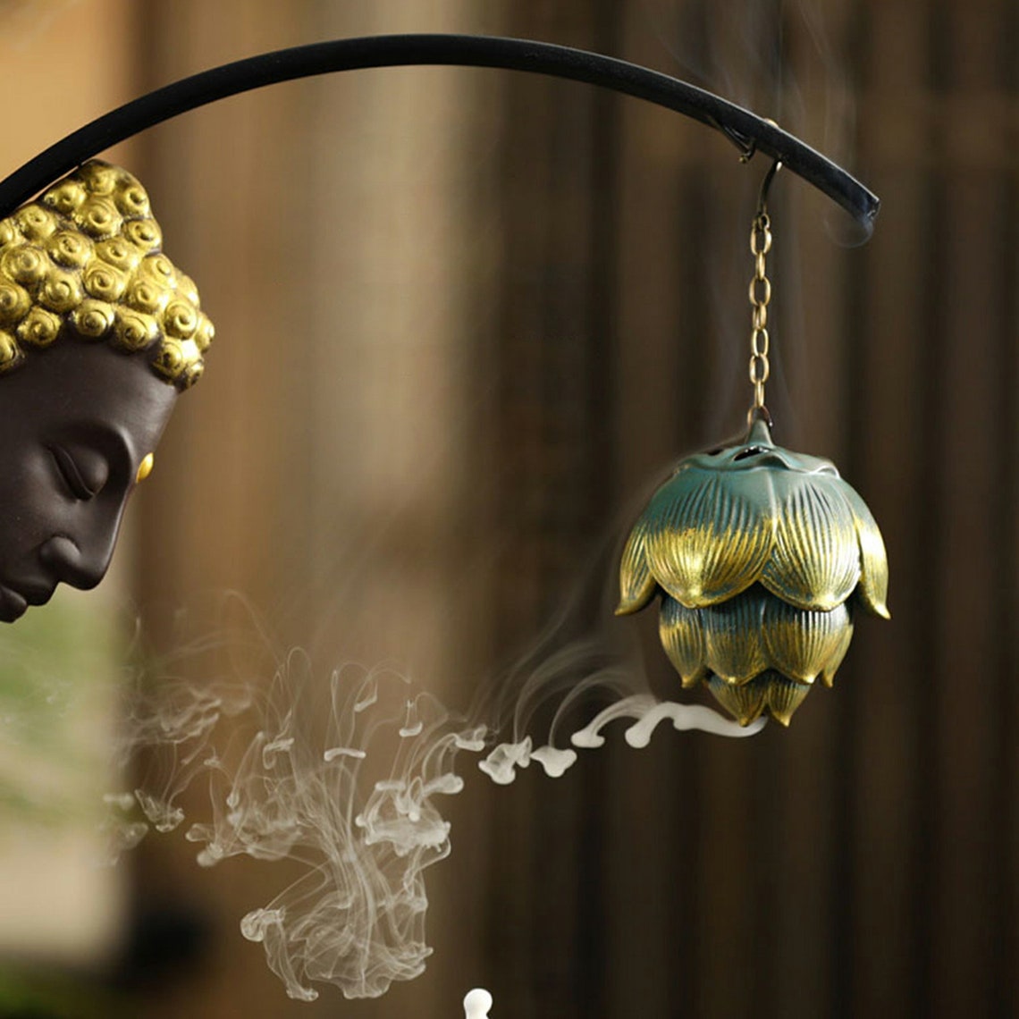 Ceramic Buddha Incense Burner Backflow Waterfall Japanese Clay Etsy