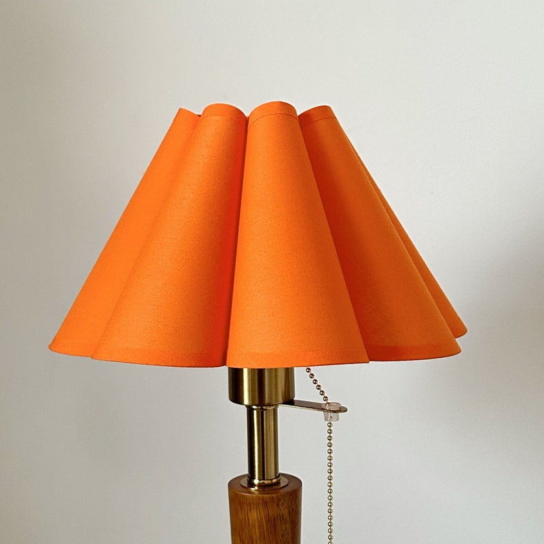 Orange Pleated Lampshade Warm Lighting For Table Lamps Pendant Light PVC Fabric Petal Shades Home Furnishing Lamp Decor image 1
