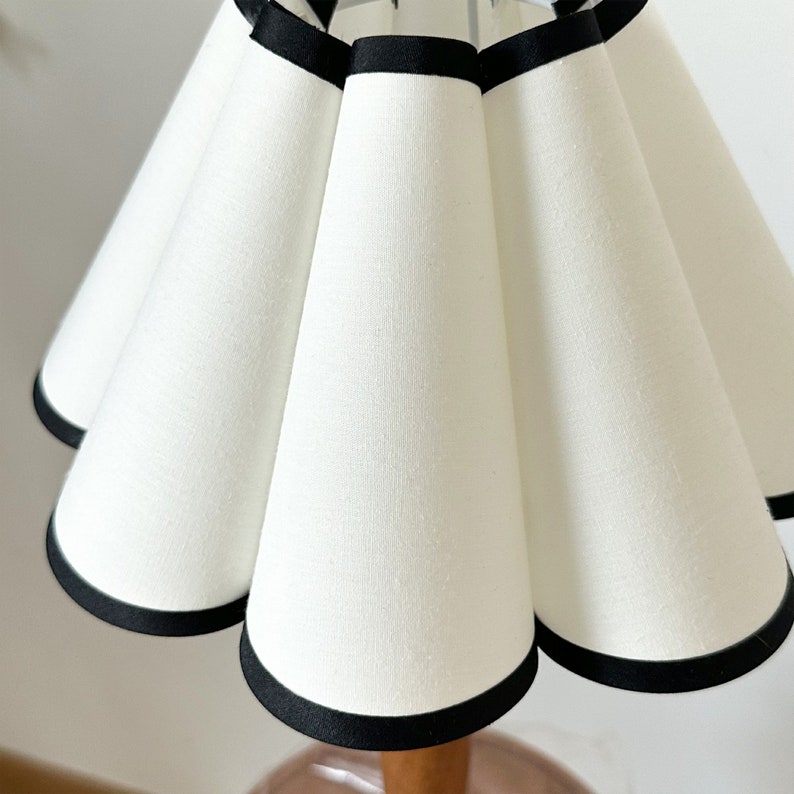 White Black Trim Pleated Lampshade Warm Lighting For Table Lamps Pendant Light PVC Fabric Petal Shades Home Furnishing Lamp Decor image 4