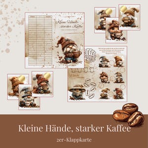 Kleine Hände starker Kaffee Klappkarte