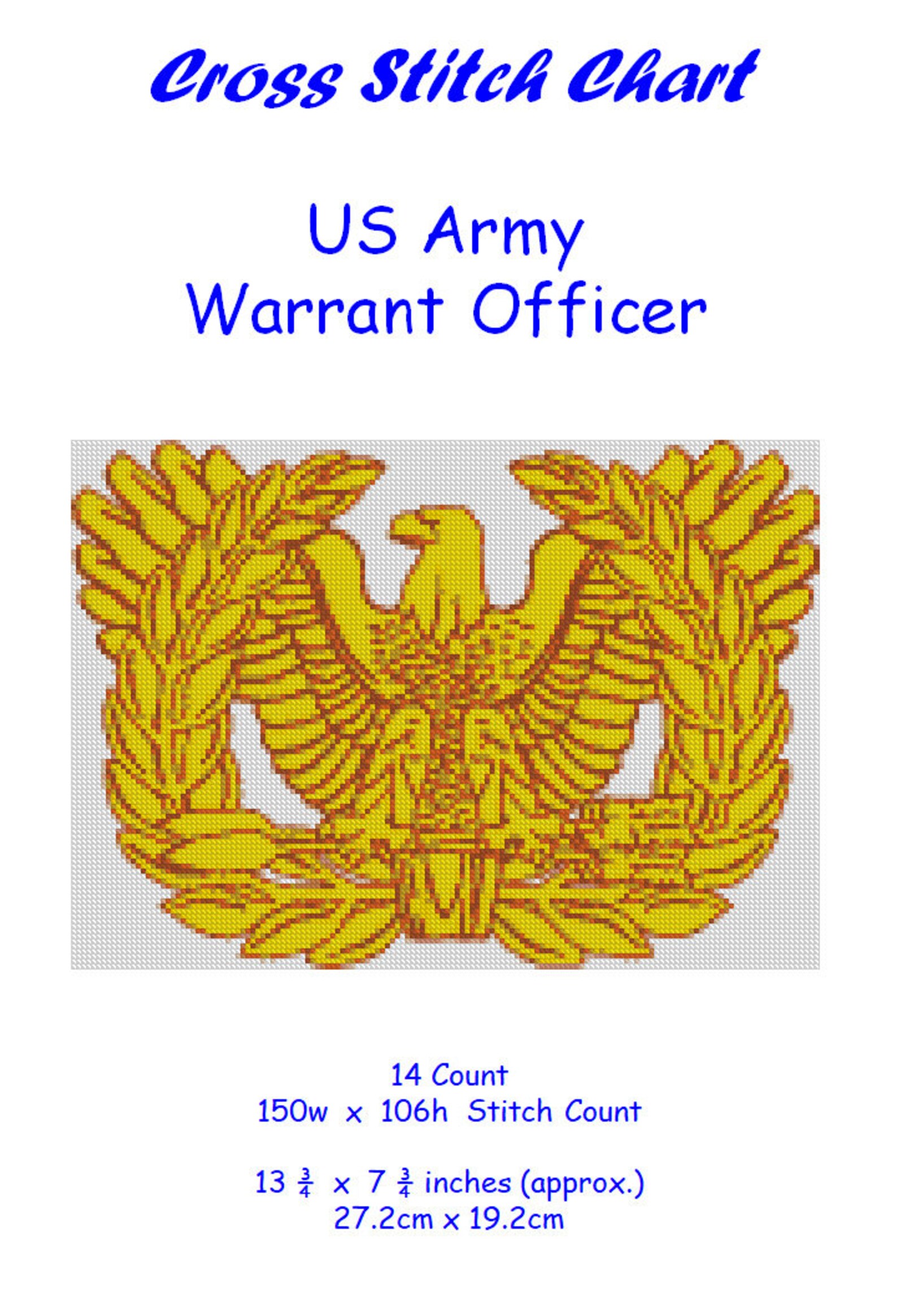 Cross Stitch Chart Pattern US Army Warrant Officer WO Etsy