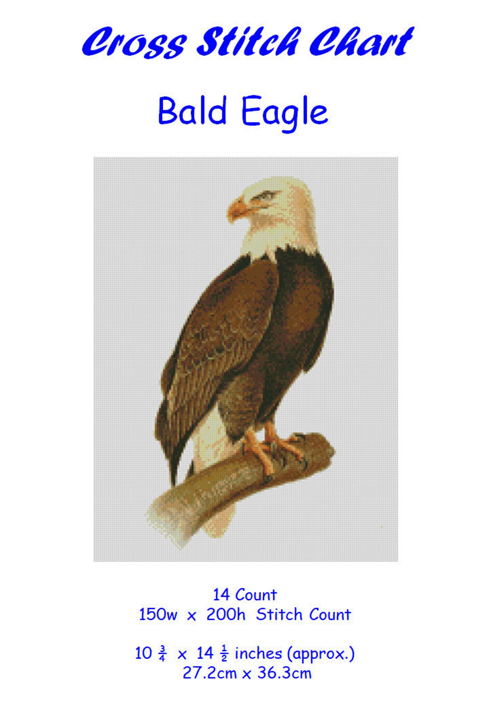 Cross stitch chart pattern Bald Eagle American Bird Etsy