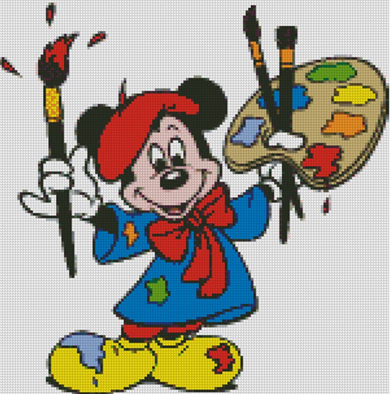 Cross stitch chart pattern Disney Mickey Mouse Artist Etsy