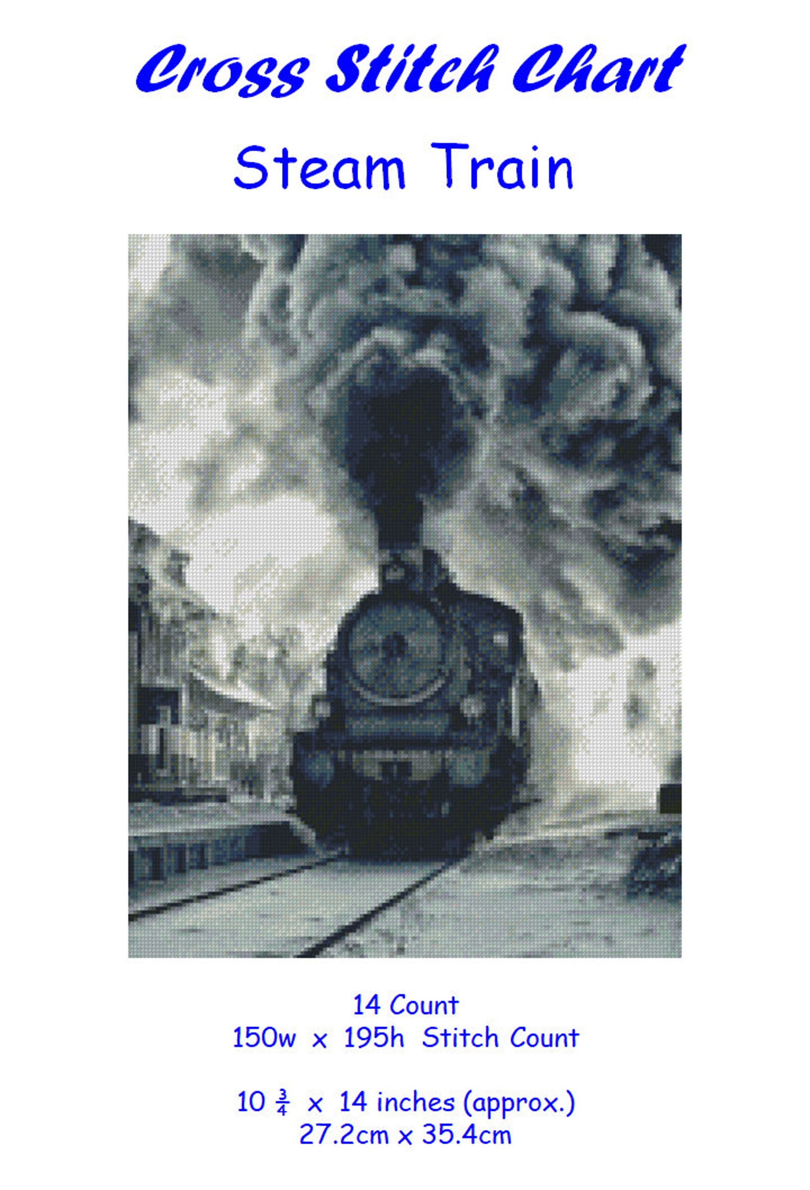 Cross stitch chart pattern Steam Train Engine Railway | Etsy