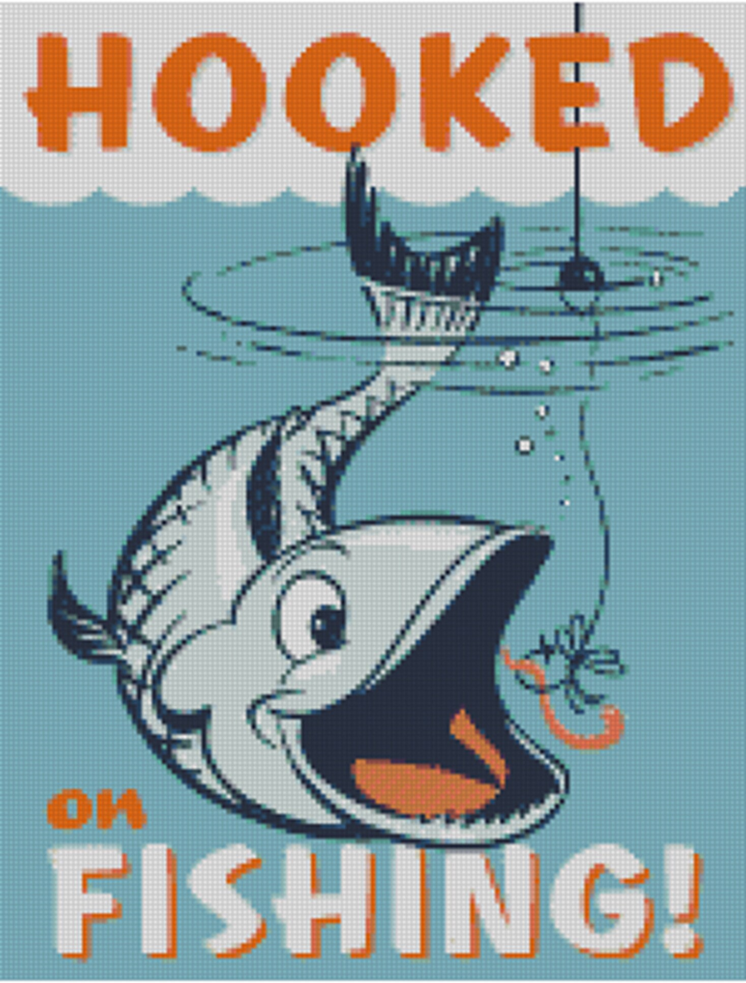 Cross stitch chart pattern Hooked Fish Fly Fishing Etsy