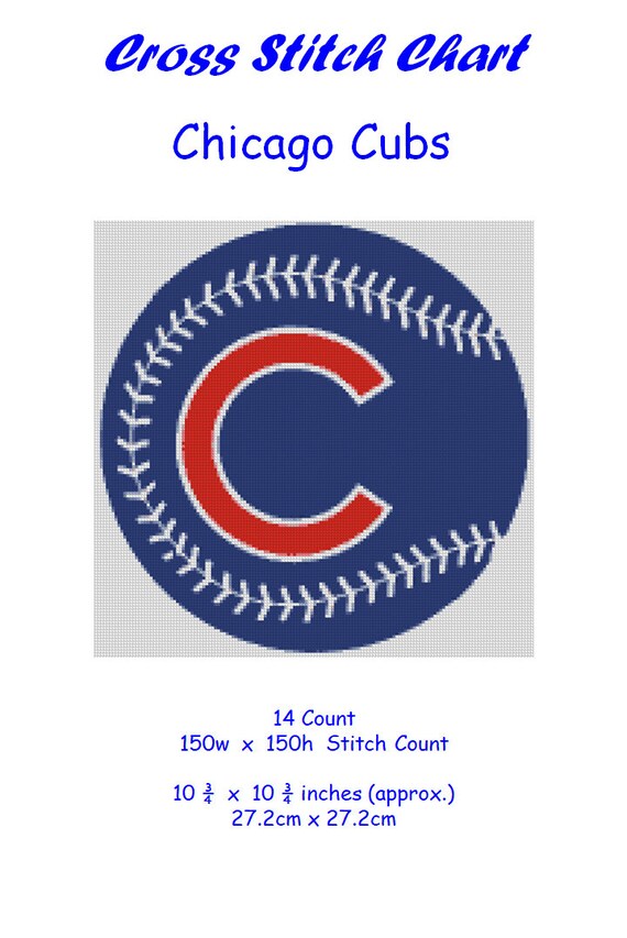 Cross stitch chart pattern Chicago Cubs MLB Baseball | Etsy