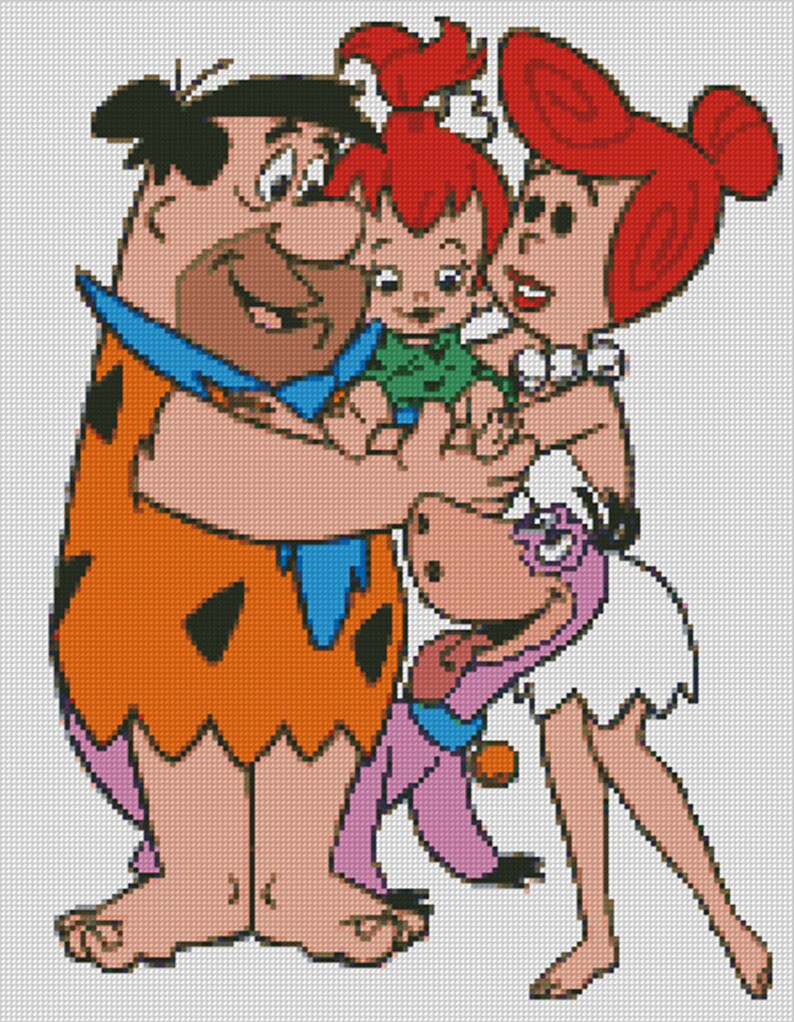 Cross stitch chart pattern Flintstones Bedrock Fred Etsy