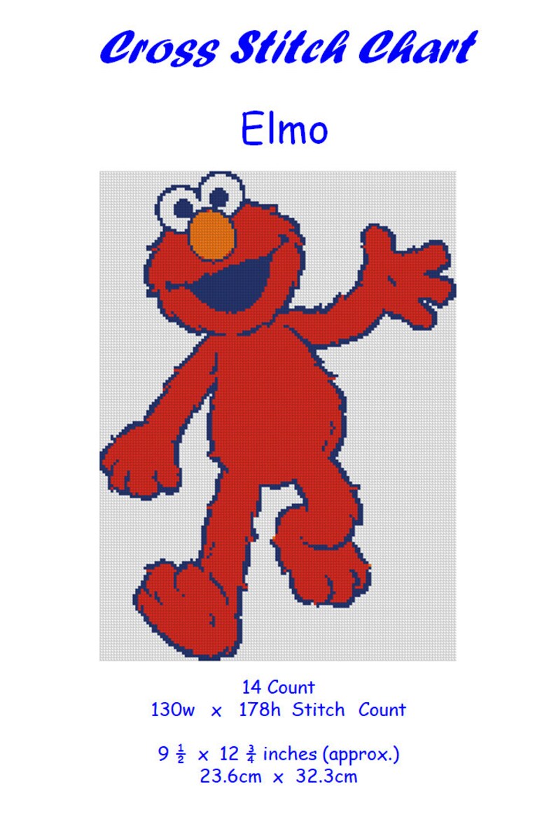 Cross stitch chart pattern Elmo Sesame Street St. Etsy