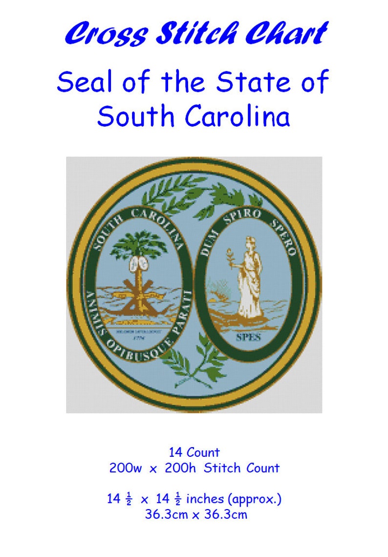 Cross stitch chart pattern South Carolina State Seal | Etsy