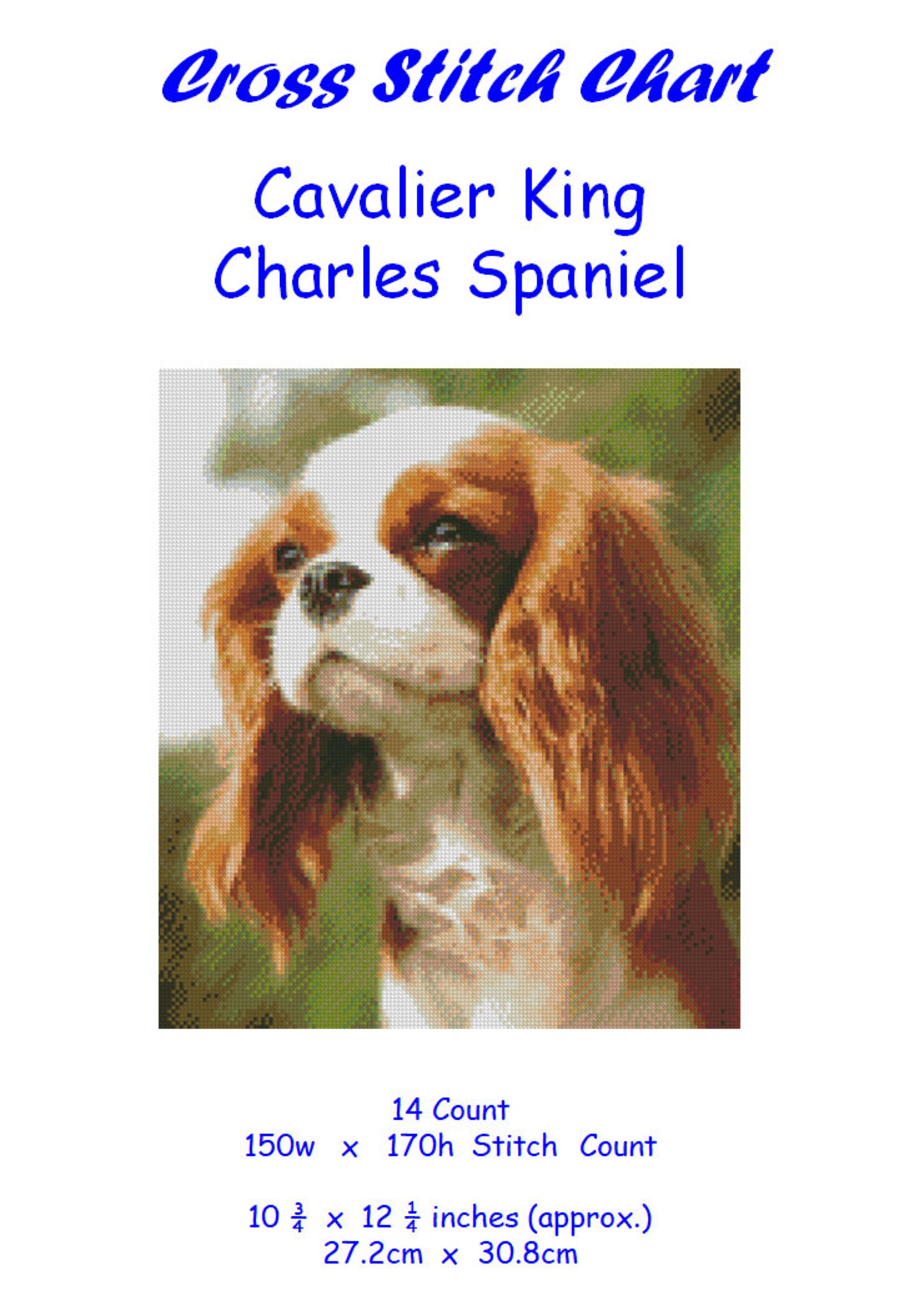 Cross stitch chart pattern Cavalier King Charles Spaniel Etsy