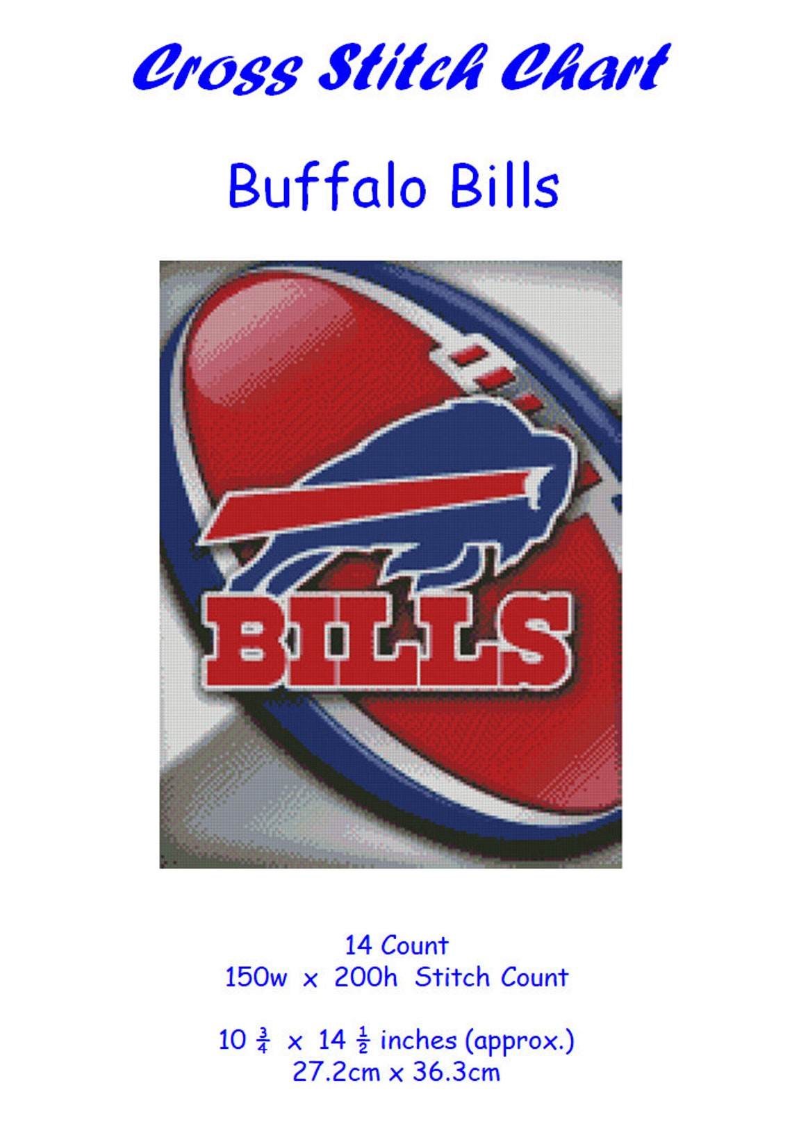 Cross stitch chart pattern Buffalo Bills Football NFL Etsy