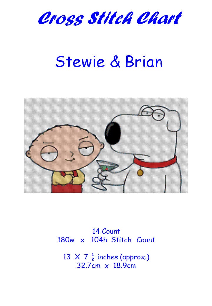 Cross Stitch Chart Pattern Family Guy Stewie Brian Etsy