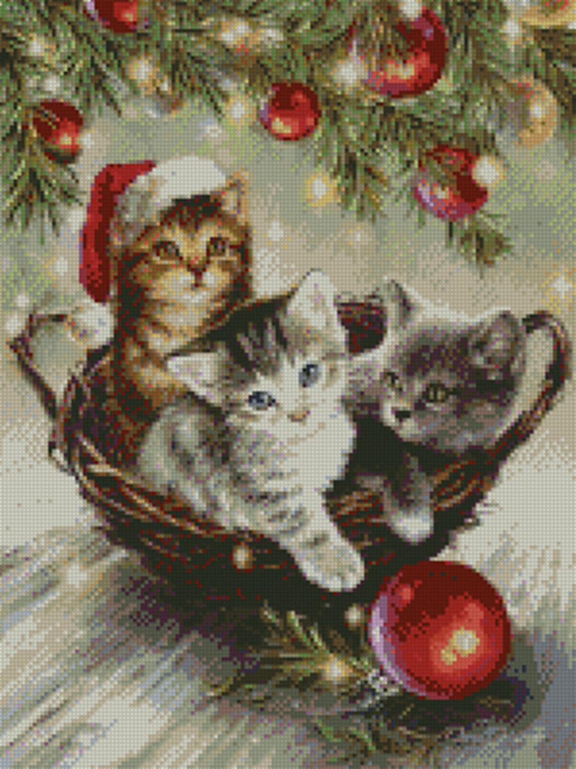 Cross stitch chart pattern Christmas Xmas Kittens Cats Etsy