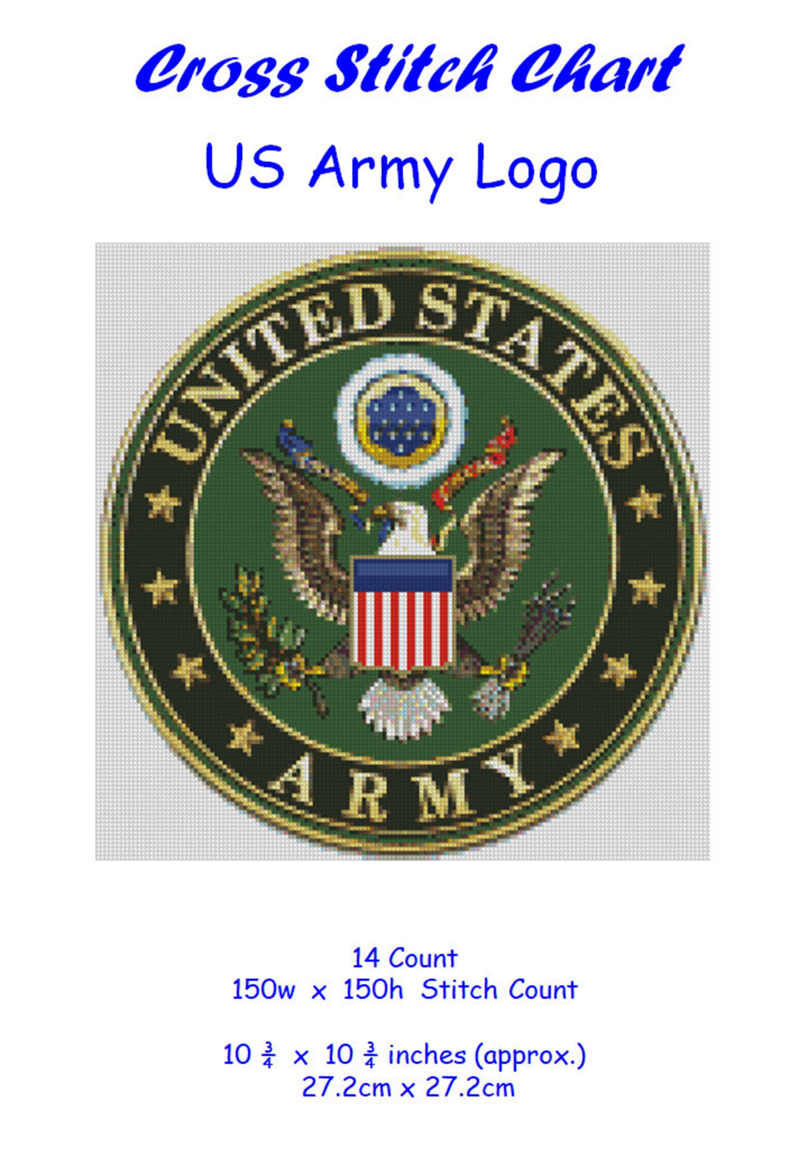 Cross stitch chart Pattern US Army Logo Military Etsy