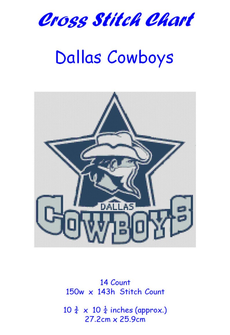 Cross stitch chart pattern Dallas Cowboys NFL Art Design | Etsy