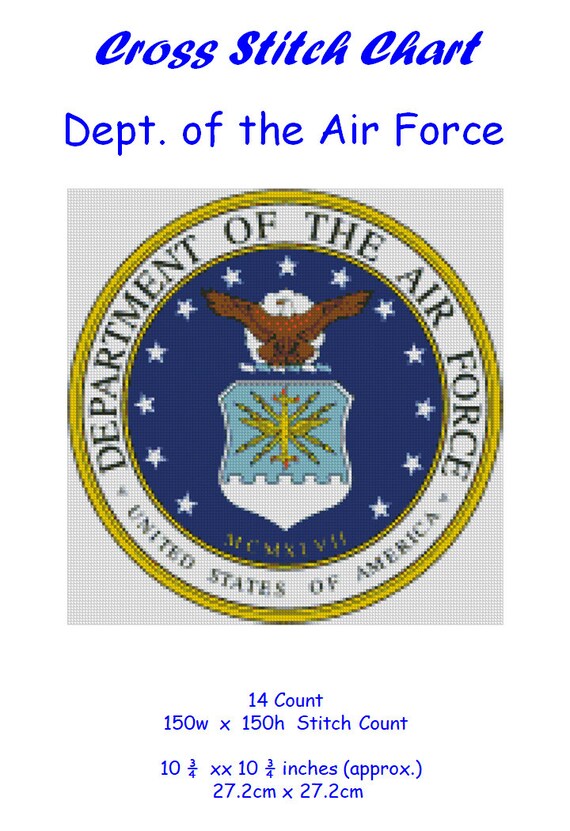 Cross Stitch Chart Pattern Us Dept Deptartment Of The Air Etsy