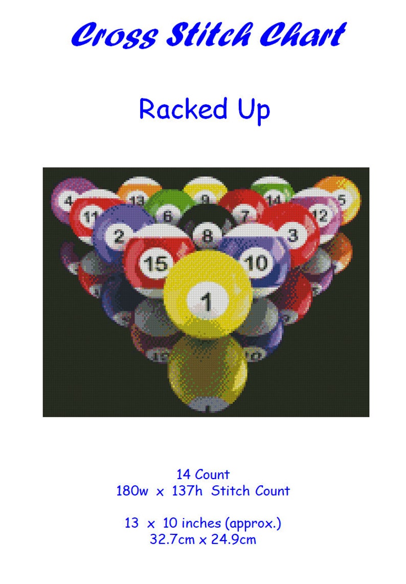 Cross stitch chart 8 Ball Pool Set Up Racked Up Billiards Etsy