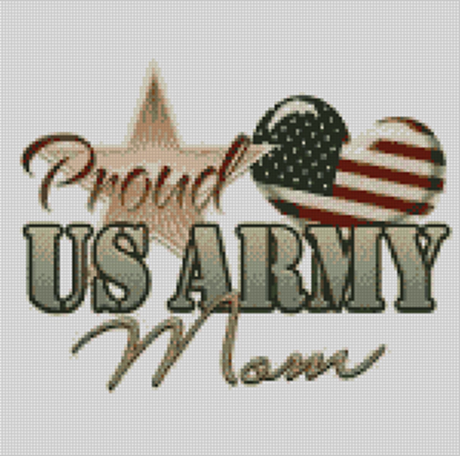Cross stitch chart Pattern Proud Mom US Army Military Etsy
