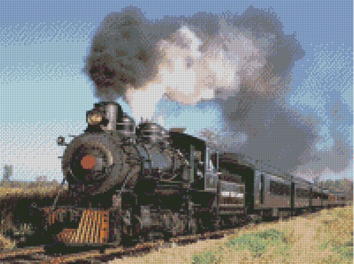 Cross stitch chart pattern Steam Train Engine Railroad | Etsy