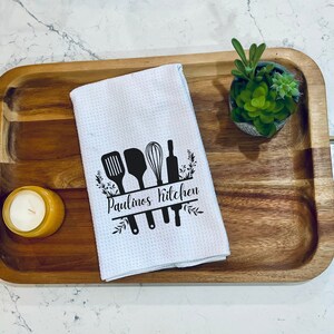 Personalized Kitchen Hand Towel, Custom Waffle Weave Towel