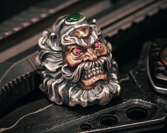 Demon Slayer Guardian  Paracord Bead: Copper, Sterling Silver, Ruby Eyes, Jade Crown
