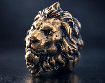 Lion Paracord Bead – Brass EDC Knife Lanyard Accessory