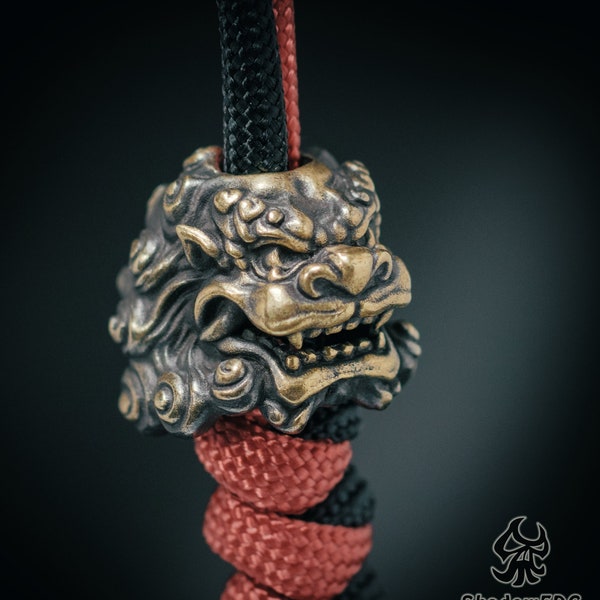 Paracord Bead Chinesischer Wächter Löwe für Messer, Armband und EDC Zahnräder