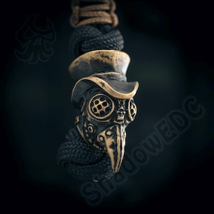 Plague Doctor Paracord Bead: Steampunk Bird Skull Mask Lanyard