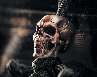 Paracord Bead Cross Pattern Heterochromatic Skull  Knife Lanyard Edc Bead Custom Bracelet
