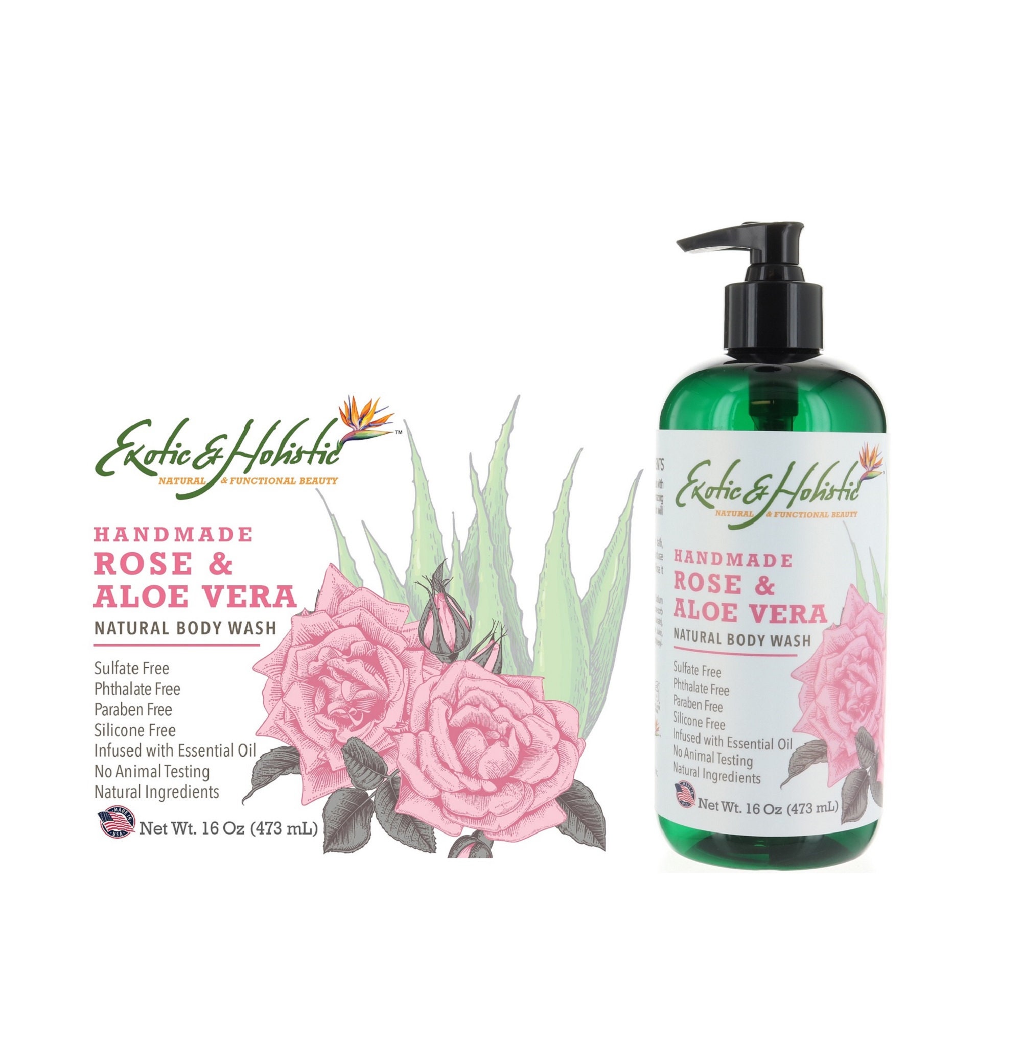 Rose and Aloe Vera Handmade Natural Body Wash Gel 16 FL Etsy