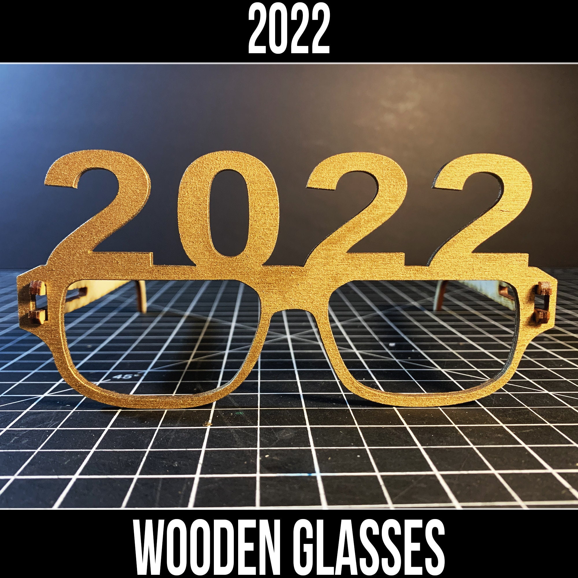 2022 Glasses Wooden New Years Glasses New Years Eve New Etsy