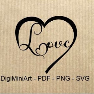 Love Heart clip art vector draw - Fichier vectoriel coupé - Pdf- PNG -Svg