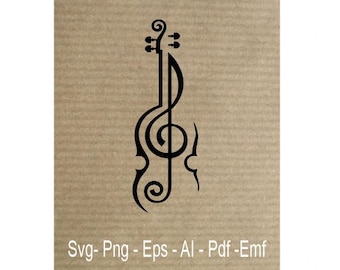 Fichier numérique pour violon Svg- Png - Eps - AI - pdf -Emf