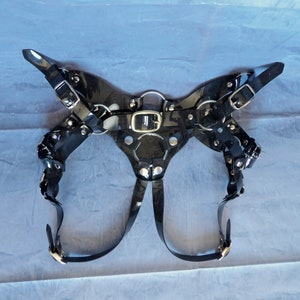 Custom Fit Premium Real Leather Strap-On Pony Play Loin Strap Spider Harness