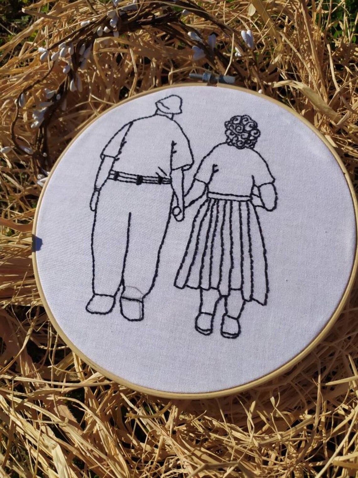 Old Couple Hand Embroidery Hoop Art Hand to hand Forever Big Etsy