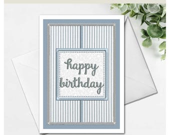 Birthday Card Machine Embroidery Design | Fabric Applique and Cardstock | 5x7-A7 (digital file)