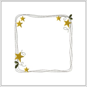 May include: A simple, elegant frame with a decorative border of intertwined lines and yellow stars. The frame is perfect for adding a touch of whimsy to any project.