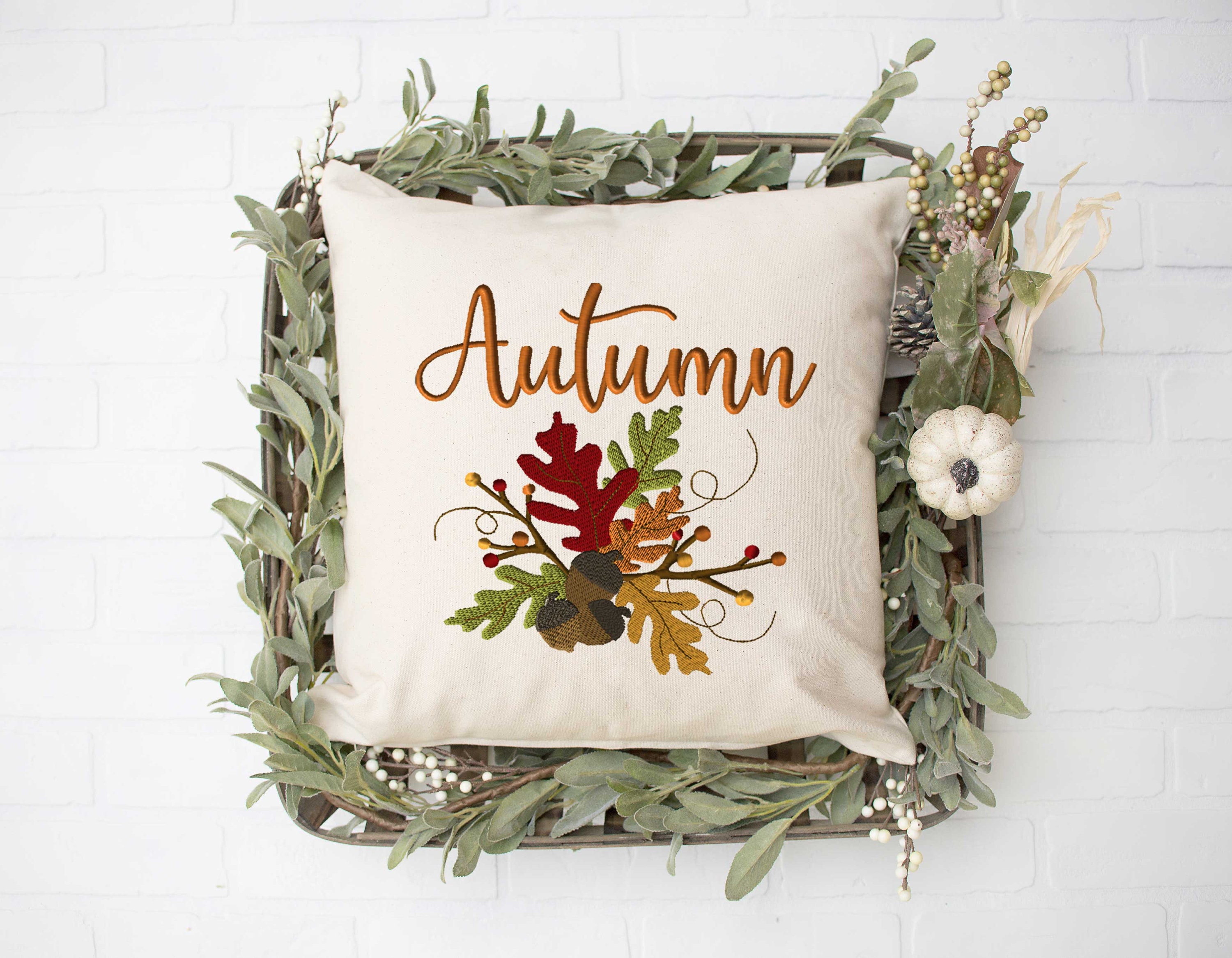 Autumn Leaves and Berries | Fall Machine Embroidery Design #1210 - Etsy