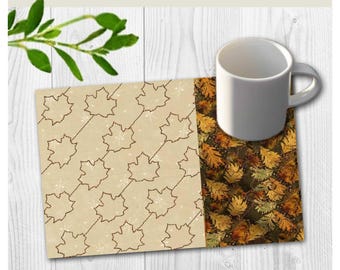 Fall Leaves Mug Rug Embroidery Design | In the Hoop Machine Embroidery Pattern | Autumn Decor