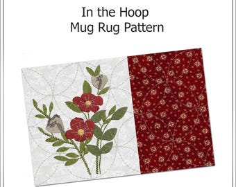 Flower Mug Rug | In the Hoop | Machine Embroidery Design #1100