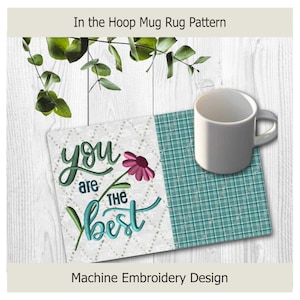 Mug Rug Embroidery Design | In The Hoop Embroidery Pattern | 5x7 and 6x10