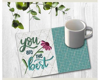 Mug Rug-Stickerei - In The Hoop (5x7) Stickmuster