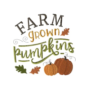 Bauernhof Kürbisse-Herbst Bauernhaus Maschinenstickerei Design-#1286