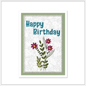 Happy Birthday | Fabric Card | Machine Embroidery Design #1809