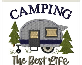 Camping Life Embroidery Design | Summer Camping Decor | Vintage Camper