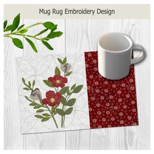 Blumen-Tassenuntersetzer | Stickrahmen | Maschinenstickerei-Design