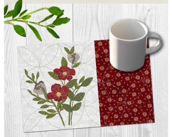 Flower Mug Rug | In the Hoop | Machine Embroidery Design