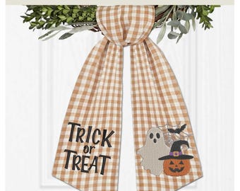 Trick or Treat Pumpkins and Ghost Embroidery Design for Wreath Sash | Fall  Decor
