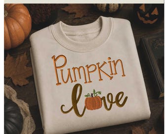 Pumpkin Love Machine Embroidery Design | Fall-Autumn Decor | Digital File